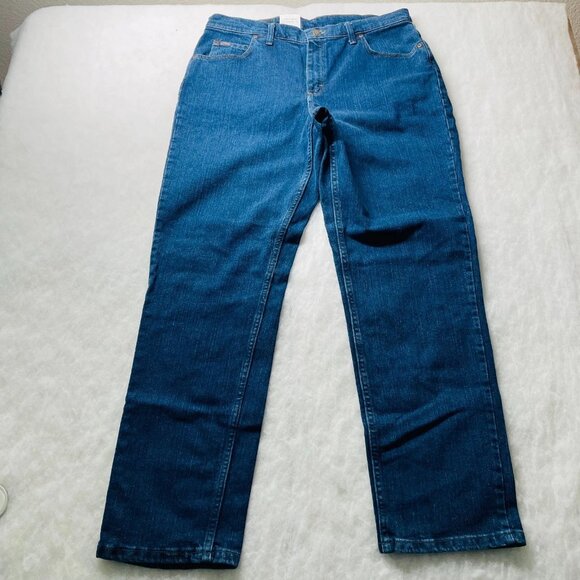 NWT Denim Rider Womens Blue Stretch Relaxed Tapered Leg Straight Jeans Size 14M - Picture 1 of 9